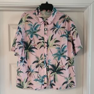 SHEIN Curve Leaf Print Shirt